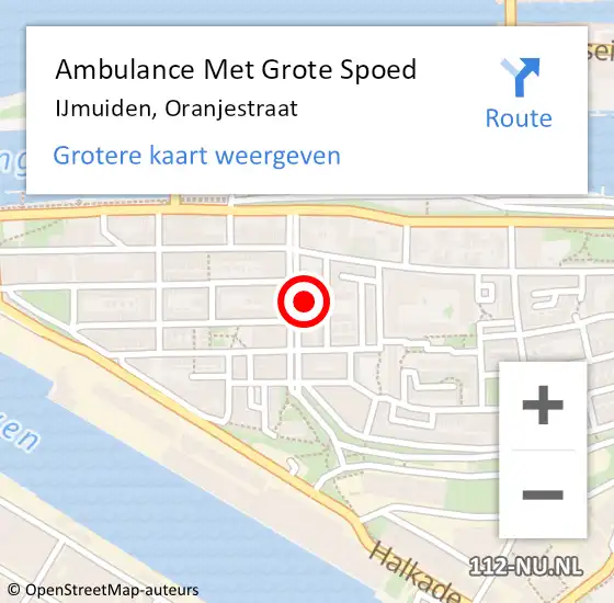 Locatie op kaart van de 112 melding: Ambulance Met Grote Spoed Naar IJmuiden, Oranjestraat op 24 juli 2024 23:51