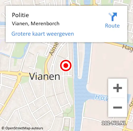 Locatie op kaart van de 112 melding: Politie Vianen, Merenborch op 24 juli 2024 23:55