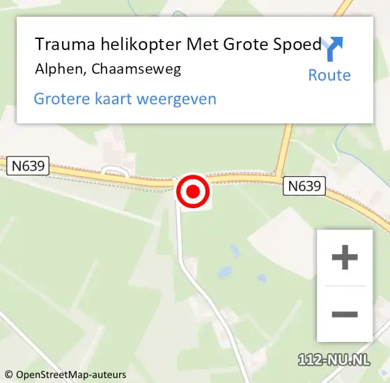 Locatie op kaart van de 112 melding: Trauma helikopter Met Grote Spoed Naar Alphen, Chaamseweg op 25 juli 2024 00:10