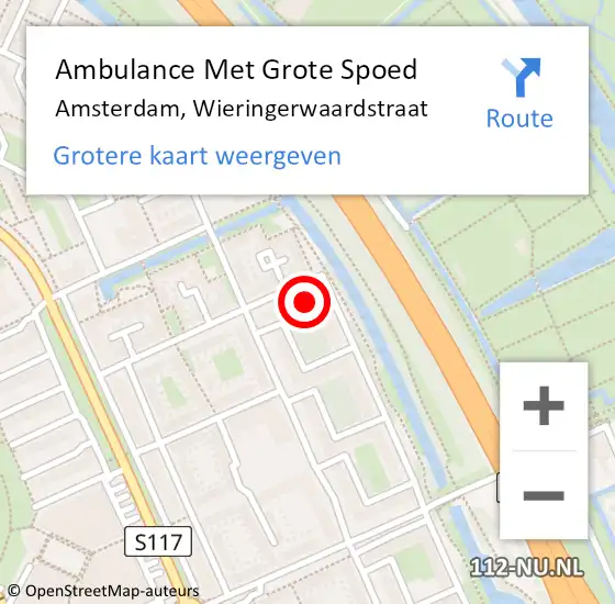 Locatie op kaart van de 112 melding: Ambulance Met Grote Spoed Naar Amsterdam, Wieringerwaardstraat op 25 juli 2024 01:02