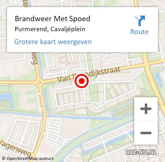 Locatie op kaart van de 112 melding: Brandweer Met Spoed Naar Purmerend, Cavaljéplein op 25 juli 2024 01:42