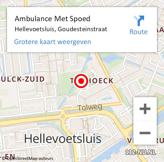 Locatie op kaart van de 112 melding: Ambulance Met Spoed Naar Hellevoetsluis, Goudesteinstraat op 25 juli 2024 01:50