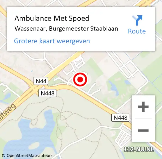 Locatie op kaart van de 112 melding: Ambulance Met Spoed Naar Wassenaar, Burgemeester Staablaan op 25 juli 2024 02:08