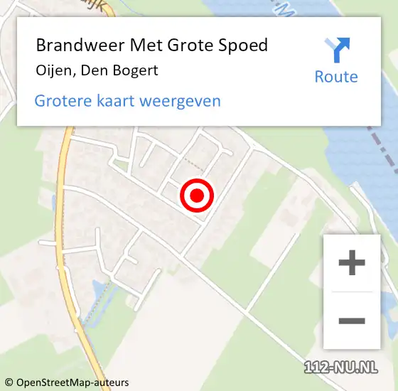 Locatie op kaart van de 112 melding: Brandweer Met Grote Spoed Naar Oijen, Den Bogert op 25 juli 2024 02:12