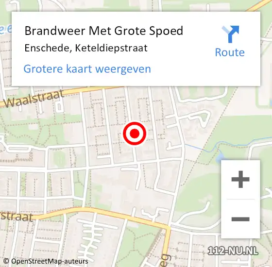 Locatie op kaart van de 112 melding: Brandweer Met Grote Spoed Naar Enschede, Keteldiepstraat op 25 juli 2024 03:06