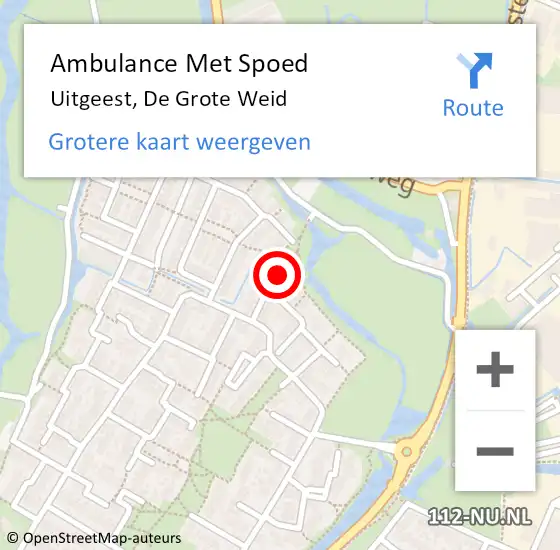 Locatie op kaart van de 112 melding: Ambulance Met Spoed Naar Uitgeest, De Grote Weid op 25 juli 2024 03:30