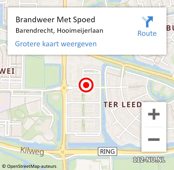 Locatie op kaart van de 112 melding: Brandweer Met Spoed Naar Barendrecht, Hooimeijerlaan op 25 juli 2024 03:39