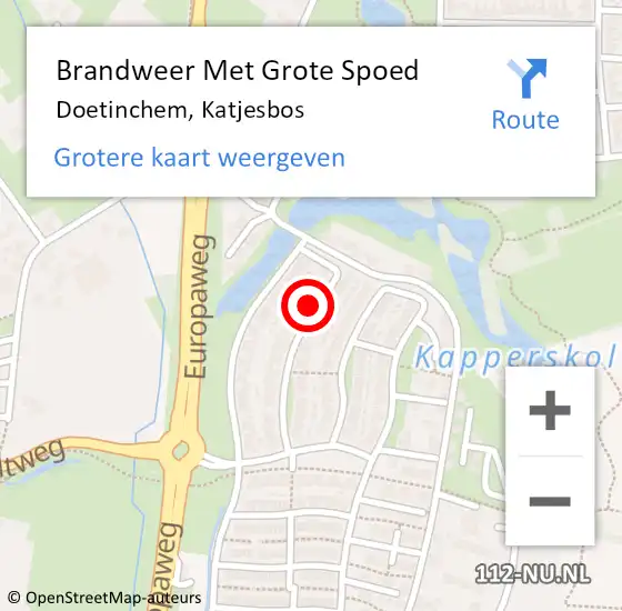 Locatie op kaart van de 112 melding: Brandweer Met Grote Spoed Naar Doetinchem, Katjesbos op 25 juli 2024 04:30