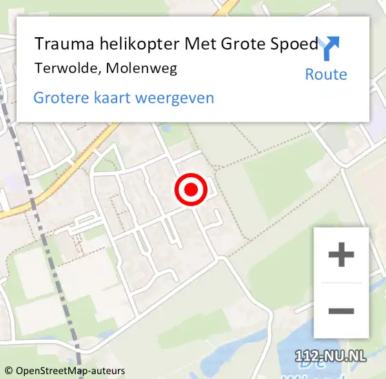 Locatie op kaart van de 112 melding: Trauma helikopter Met Grote Spoed Naar Terwolde, Molenweg op 25 juli 2024 04:31
