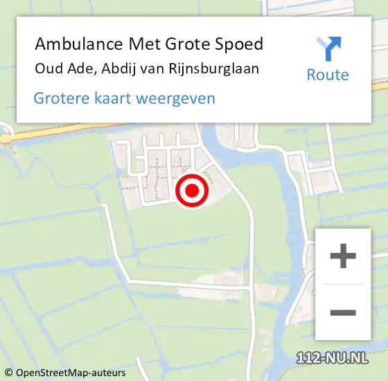 Locatie op kaart van de 112 melding: Ambulance Met Grote Spoed Naar Oud Ade, Abdij van Rijnsburglaan op 25 juli 2024 05:10