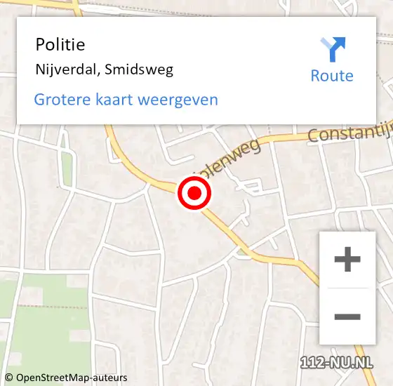Locatie op kaart van de 112 melding: Politie Nijverdal, Smidsweg op 25 juli 2024 05:49