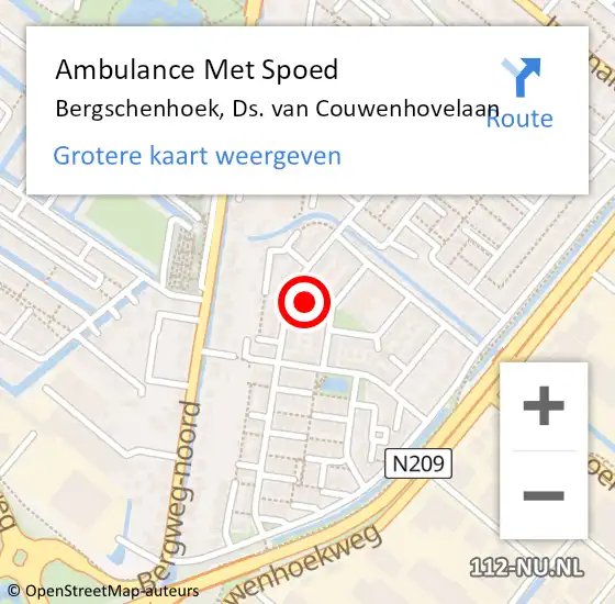 Locatie op kaart van de 112 melding: Ambulance Met Spoed Naar Bergschenhoek, Ds. van Couwenhovelaan op 25 juli 2024 06:39