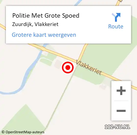 Locatie op kaart van de 112 melding: Politie Met Grote Spoed Naar Zuurdijk, Vlakkeriet op 25 juli 2024 07:09