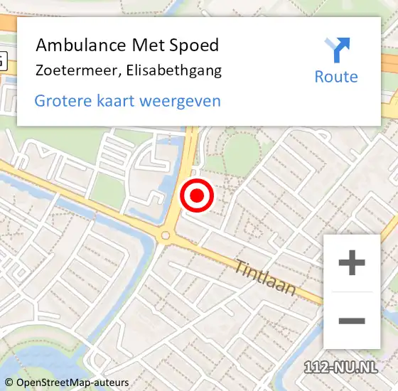 Locatie op kaart van de 112 melding: Ambulance Met Spoed Naar Zoetermeer, Elisabethgang op 25 juli 2024 07:34