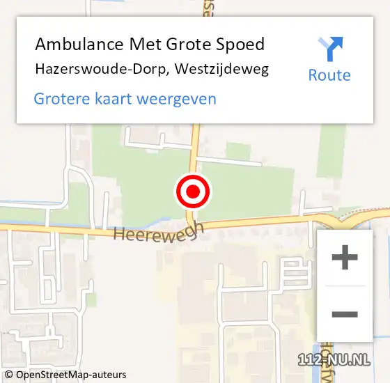 Locatie op kaart van de 112 melding: Ambulance Met Grote Spoed Naar Hazerswoude-Dorp, Westzijdeweg op 25 juli 2024 07:35