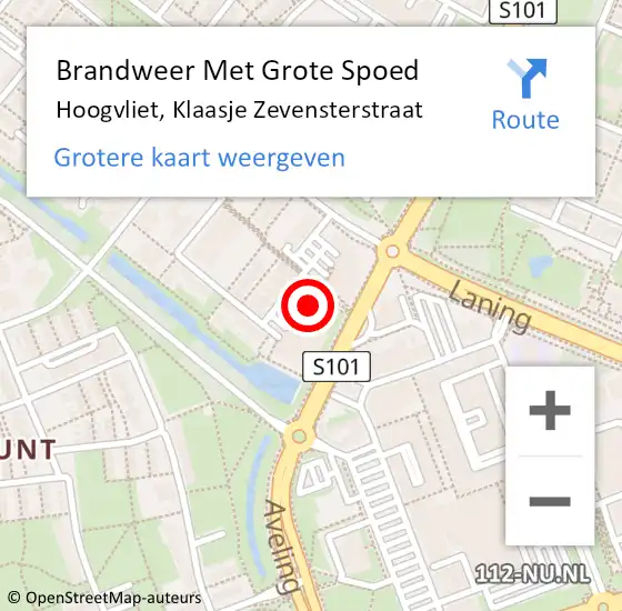 Locatie op kaart van de 112 melding: Brandweer Met Grote Spoed Naar Hoogvliet, Klaasje Zevensterstraat op 25 juli 2024 07:52