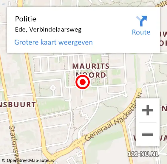 Locatie op kaart van de 112 melding: Politie Ede, Verbindelaarsweg op 25 juli 2024 08:07