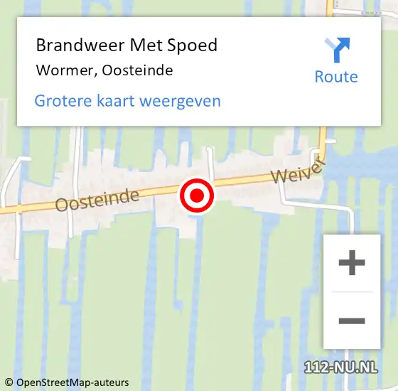 Locatie op kaart van de 112 melding: Brandweer Met Spoed Naar Wormer, Oosteinde op 25 juli 2024 08:18