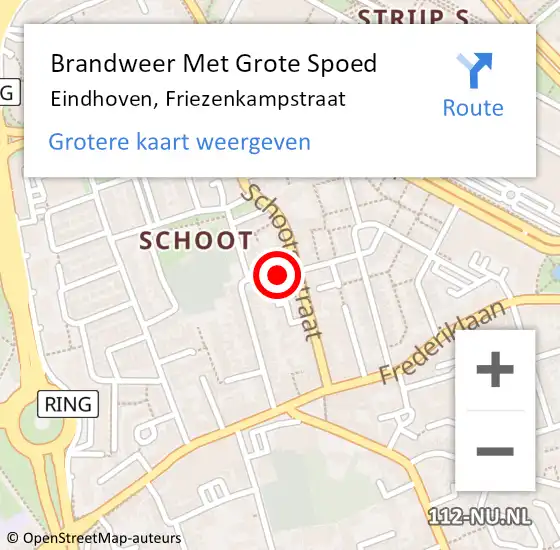 Locatie op kaart van de 112 melding: Brandweer Met Grote Spoed Naar Eindhoven, Friezenkampstraat op 25 juli 2024 08:28