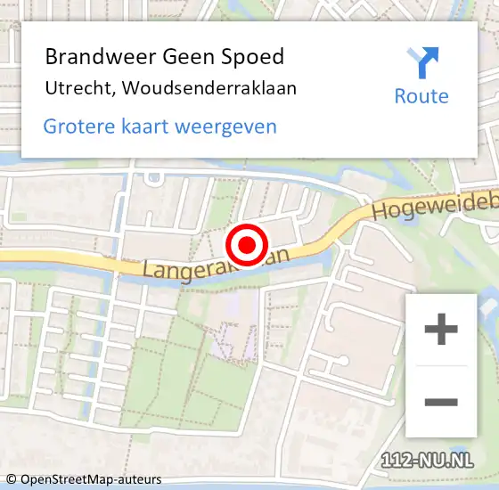 Locatie op kaart van de 112 melding: Brandweer Geen Spoed Naar Utrecht, Woudsenderraklaan op 25 juli 2024 08:38