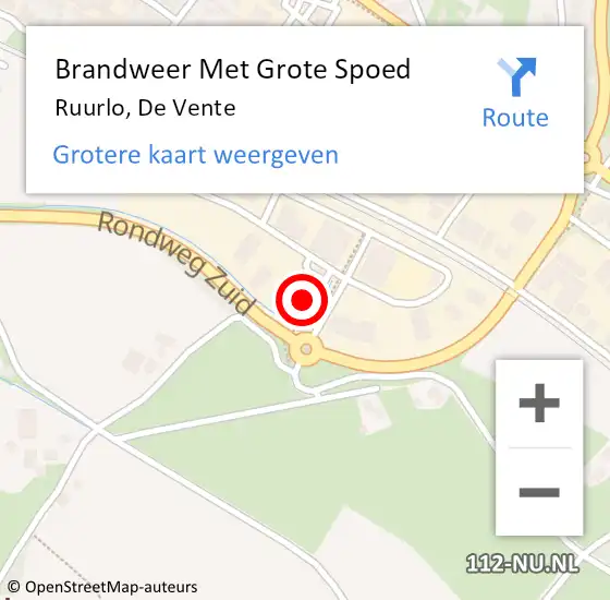 Locatie op kaart van de 112 melding: Brandweer Met Grote Spoed Naar Ruurlo, De Vente op 25 juli 2024 08:55