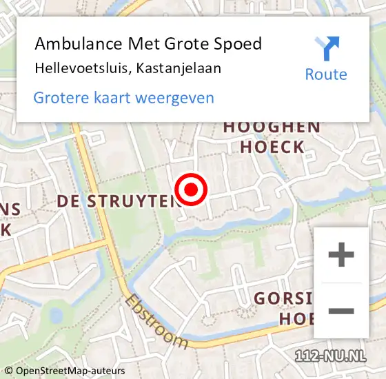 Locatie op kaart van de 112 melding: Ambulance Met Grote Spoed Naar Hellevoetsluis, Kastanjelaan op 25 juli 2024 09:08