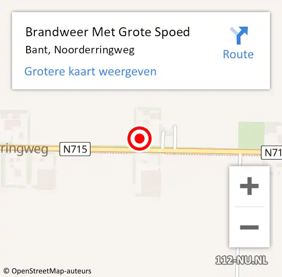 Locatie op kaart van de 112 melding: Brandweer Met Grote Spoed Naar Bant, Noorderringweg op 25 juli 2024 09:19