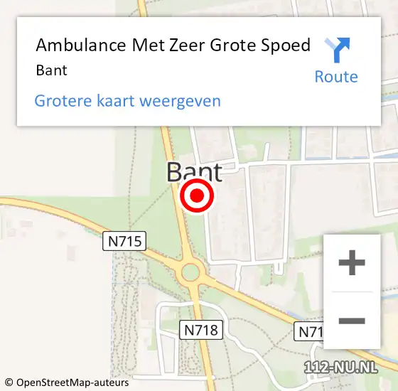 Locatie op kaart van de 112 melding: Ambulance Met Zeer Grote Spoed Naar Bant op 25 juli 2024 09:20