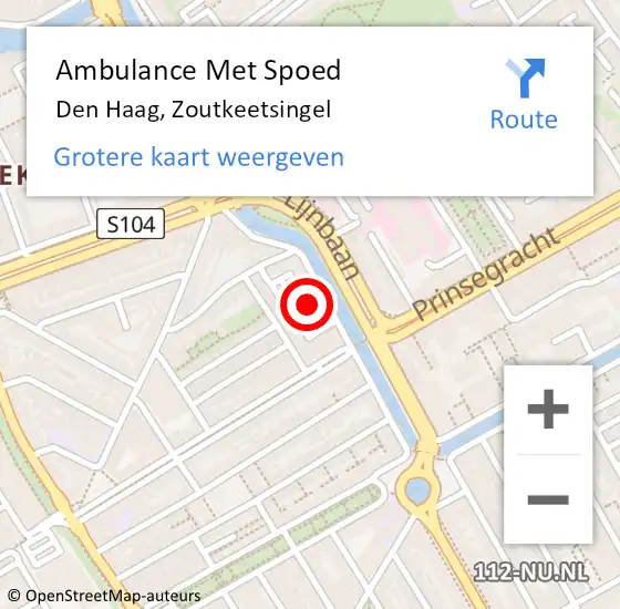 Locatie op kaart van de 112 melding: Ambulance Met Spoed Naar Den Haag, Zoutkeetsingel op 25 juli 2024 09:27