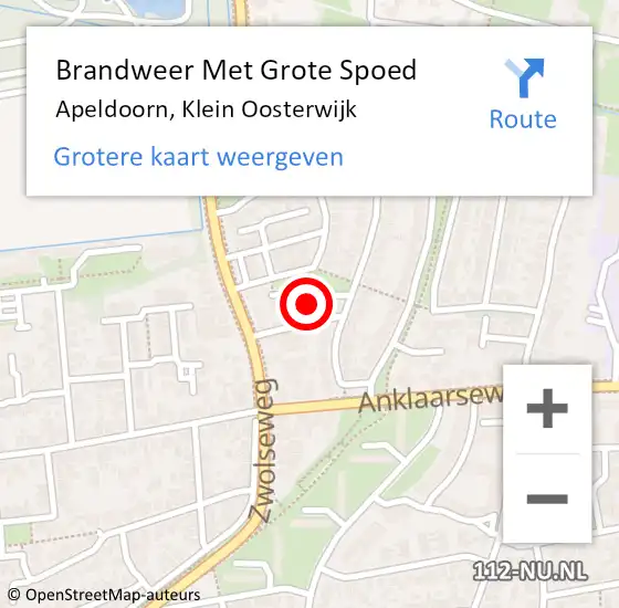 Locatie op kaart van de 112 melding: Brandweer Met Grote Spoed Naar Apeldoorn, Klein Oosterwijk op 25 juli 2024 09:37