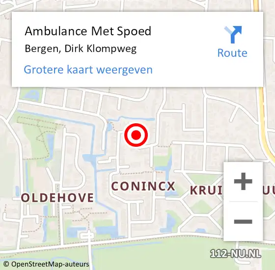 Locatie op kaart van de 112 melding: Ambulance Met Spoed Naar Bergen, Dirk Klompweg op 25 juli 2024 09:39