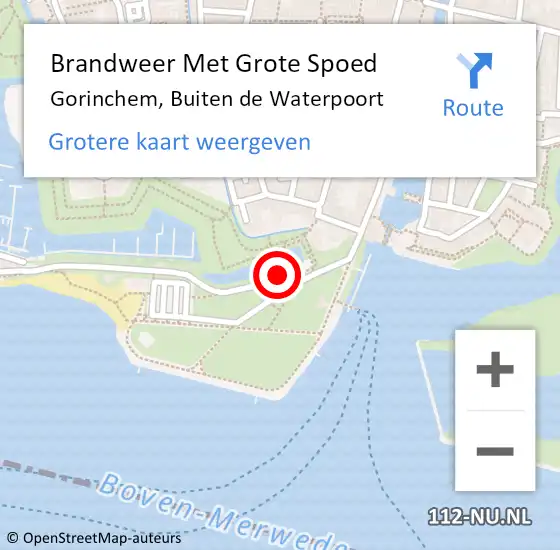 Locatie op kaart van de 112 melding: Brandweer Met Grote Spoed Naar Gorinchem, Buiten de Waterpoort op 25 juli 2024 09:41