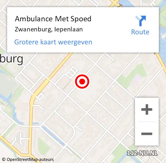 Locatie op kaart van de 112 melding: Ambulance Met Spoed Naar Zwanenburg, Iepenlaan op 25 juli 2024 10:11