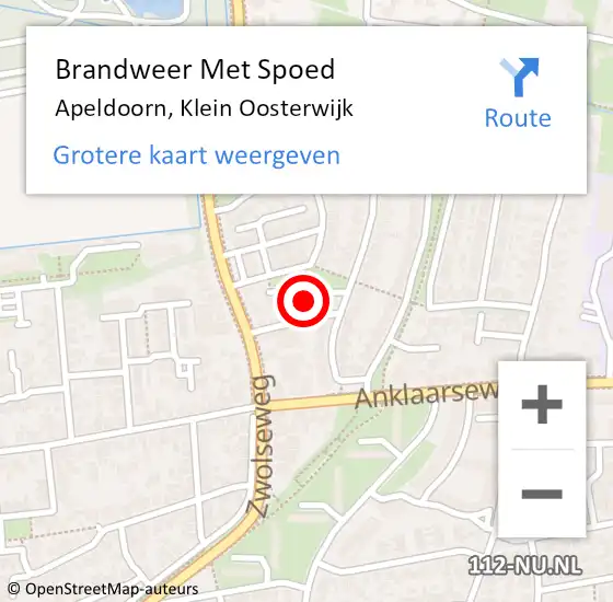 Locatie op kaart van de 112 melding: Brandweer Met Spoed Naar Apeldoorn, Klein Oosterwijk op 25 juli 2024 10:17