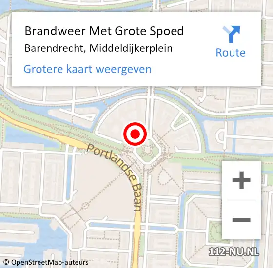 Locatie op kaart van de 112 melding: Brandweer Met Grote Spoed Naar Barendrecht, Middeldijkerplein op 25 juli 2024 11:28