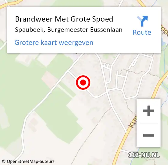 Locatie op kaart van de 112 melding: Brandweer Met Grote Spoed Naar Spaubeek, Burgemeester Eussenlaan op 25 juli 2024 11:35