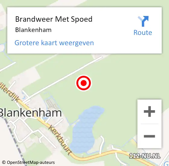 Locatie op kaart van de 112 melding: Brandweer Met Spoed Naar Blankenham op 25 juli 2024 11:38