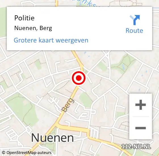 Locatie op kaart van de 112 melding: Politie Nuenen, Berg op 25 juli 2024 11:38