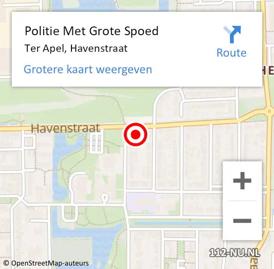 Locatie op kaart van de 112 melding: Politie Met Grote Spoed Naar Ter Apel, Havenstraat op 25 juli 2024 11:39