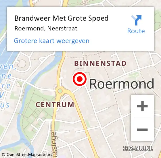 Locatie op kaart van de 112 melding: Brandweer Met Grote Spoed Naar Roermond, Neerstraat op 25 juli 2024 11:42