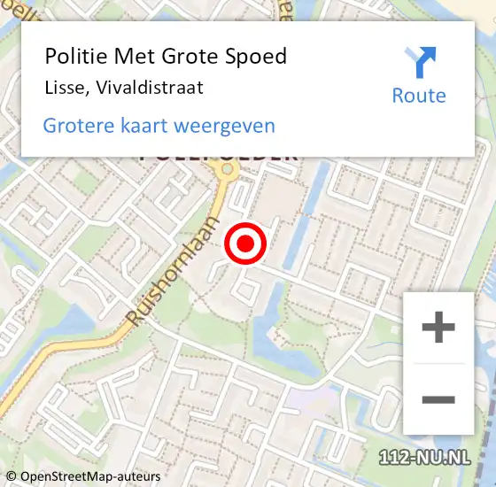 Locatie op kaart van de 112 melding: Politie Met Grote Spoed Naar Lisse, Vivaldistraat op 25 juli 2024 11:53