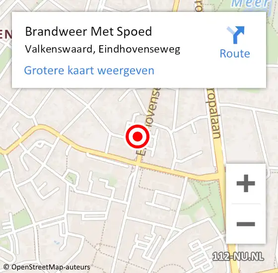 Locatie op kaart van de 112 melding: Brandweer Met Spoed Naar Valkenswaard, Eindhovenseweg op 25 juli 2024 12:11