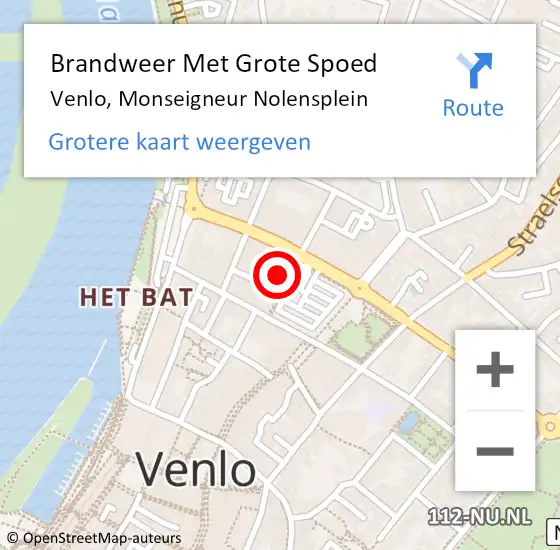 Locatie op kaart van de 112 melding: Brandweer Met Grote Spoed Naar Venlo, Monseigneur Nolensplein op 25 juli 2024 12:18