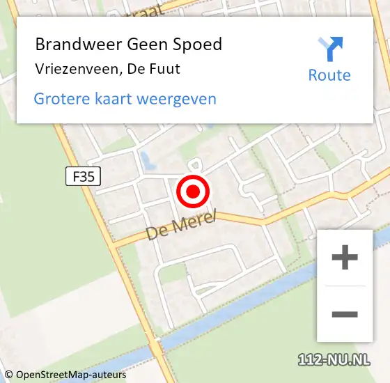 Locatie op kaart van de 112 melding: Brandweer Geen Spoed Naar Vriezenveen, De Fuut op 25 juli 2024 12:18