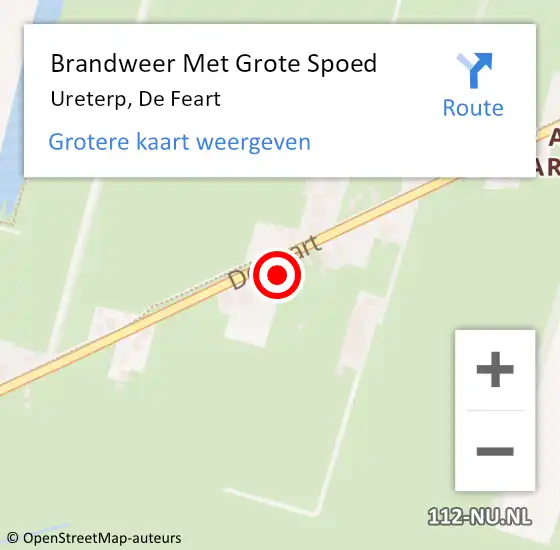 Locatie op kaart van de 112 melding: Brandweer Met Grote Spoed Naar Ureterp, De Feart op 25 juli 2024 12:27