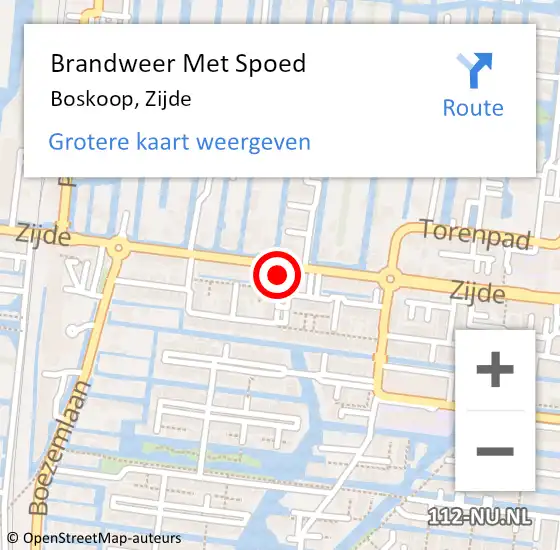 Locatie op kaart van de 112 melding: Brandweer Met Spoed Naar Boskoop, Zijde op 25 juli 2024 12:27