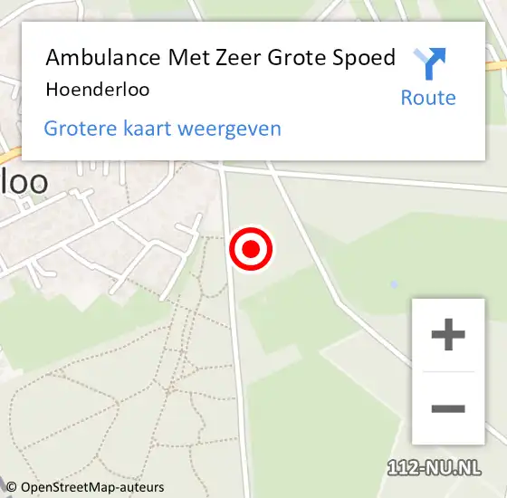 Locatie op kaart van de 112 melding: Ambulance Met Zeer Grote Spoed Naar Hoenderloo op 25 juli 2024 12:33