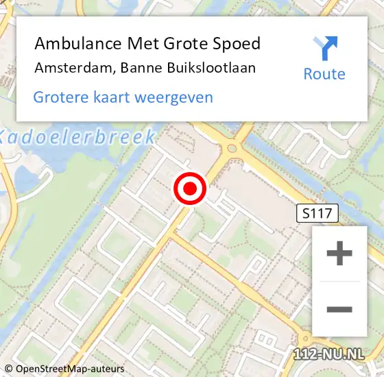 Locatie op kaart van de 112 melding: Ambulance Met Grote Spoed Naar Amsterdam, Banne Buikslootlaan op 25 juli 2024 12:56