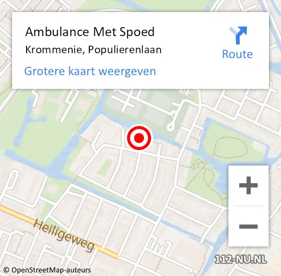 Locatie op kaart van de 112 melding: Ambulance Met Spoed Naar Krommenie, Populierenlaan op 25 juli 2024 13:09