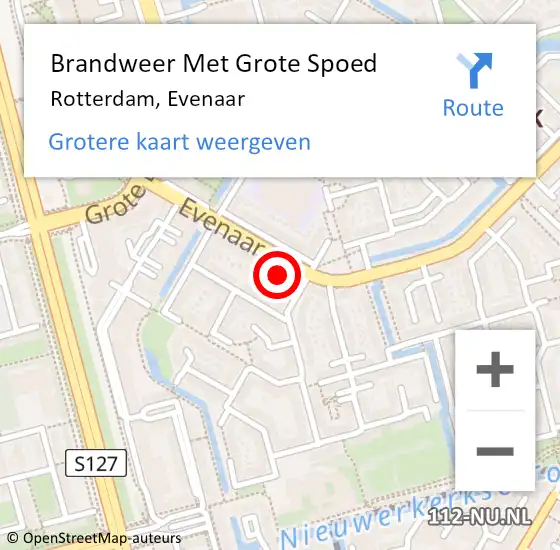 Locatie op kaart van de 112 melding: Brandweer Met Grote Spoed Naar Rotterdam, Evenaar op 25 juli 2024 13:21